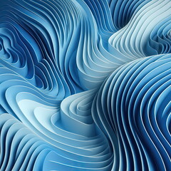 Poster - three dimensional render of blue wavy pattern, background, banner, card, poster, template, elegant