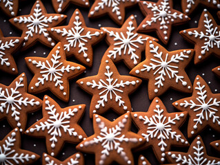 Wall Mural - Christmas cookies compostion on table With small balls Various shapes on gingerbread biscuits