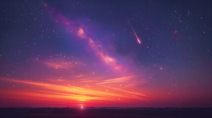 Wall Mural - comet trails streaking across a twilight sky