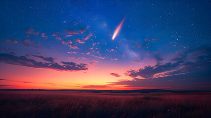 Wall Mural - comet trails streaking across a twilight sky