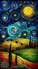 Wall Mural - fantasy starry sky abstract illustration poster background