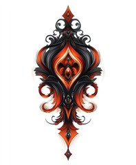 Canvas Print - An intricate design featuring swirling patterns in black and orange tones.