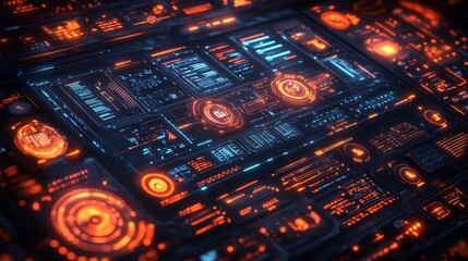 Canvas Print - technology infographic diagrams icons and futuristic design elements