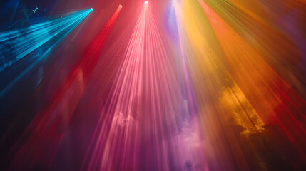 Wall Mural - Dazzling light rays fanning out from a central source, rainbow colors