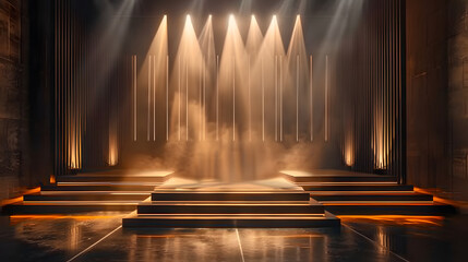 Wall Mural - elegant stage lighting with subtle gradients, warm golden tones