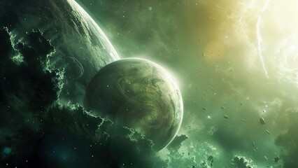 Wall Mural - a surreal and otherworldly landscape of an alien planet.