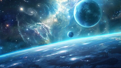 Wall Mural - a powerful and colorful explosion of energy in deep space.