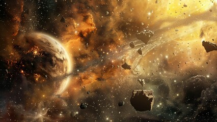 Wall Mural - a rare and stunning alignment of planets in a starry sky.