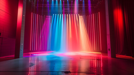 Wall Mural - Rainbow-colored lights in vertical stripes, pulsating with intensity