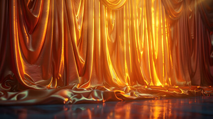 Wall Mural - Soft, diffuse lighting across a curtain, warm tones