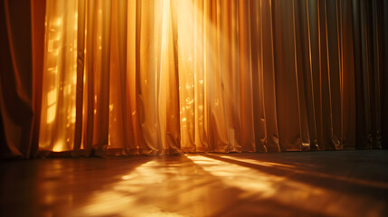 Wall Mural - Soft, diffuse lighting across a curtain, warm tones