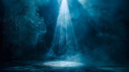 Wall Mural - soft spotlight illuminating a single point on stage, dark surroundings