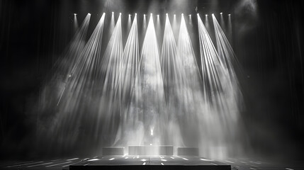 Wall Mural - spotlights creating a grid of light on the stage