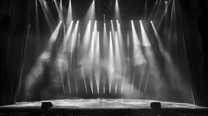 Wall Mural - spotlights creating a grid of light on the stage