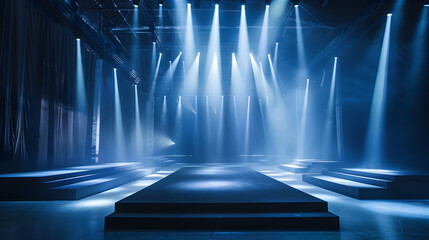 Wall Mural - Spotlights creating geometric shapes on the stage