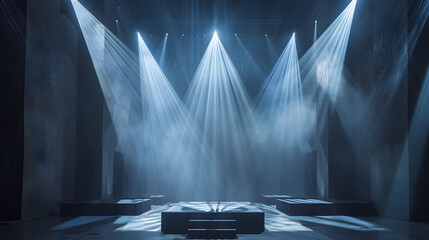 Wall Mural - Spotlights creating geometric shapes on the stage
