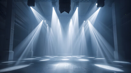 Wall Mural - Spotlights creating geometric shapes on the stage