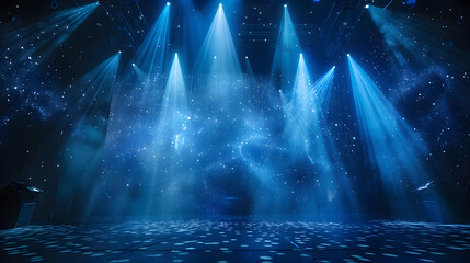 Wall Mural - Stage lights in the shape of celestial bodies, starry night backdrop
