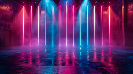 Wall Mural - Stage with layered light beams