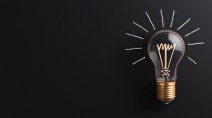 Wall Mural - a glowing light bulb against a dark background symbolizes creativity, innovation, and bright ideas.
