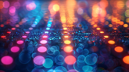 Wall Mural - 
Vibrant disco lights reflecting off a shiny surface