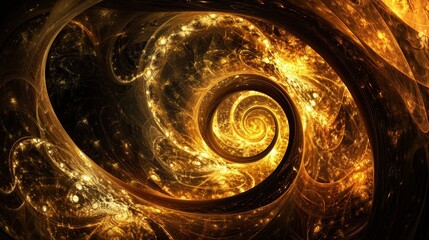 Poster - A spiral of gold and black with a lot of sparkles
