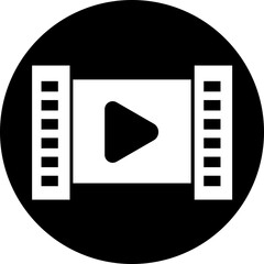 Poster - Play video button icon. Trendy circle vector in flat style. Radio symbol video player arrow. Music play illustration for app and website design. Start video sign isolated on transparent background.