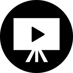 Poster - Play video button icon. Trendy circle vector in flat style. Radio symbol video player arrow. Music play illustration for app and website design. Start video sign isolated on transparent background.