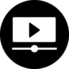 Poster - Play video button icon. Trendy circle vector in flat style. Radio symbol video player arrow. Music play illustration for app and website design. Start video sign isolated on transparent background.