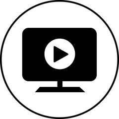 Poster - Play video button icon. Trendy circle vector in flat style. Radio symbol video player arrow. Music play illustration for app and website design. Start video sign isolated on transparent background.