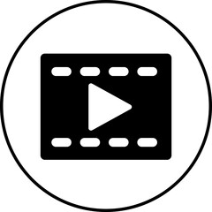Poster - Play video button icon. Trendy circle vector in flat style. Radio symbol video player arrow. Music play illustration for app and website design. Start video sign isolated on transparent background.