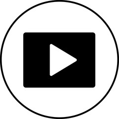 Poster - Play video button icon. Trendy circle vector in flat style. Radio symbol video player arrow. Music play illustration for app and website design. Start video sign isolated on transparent background.