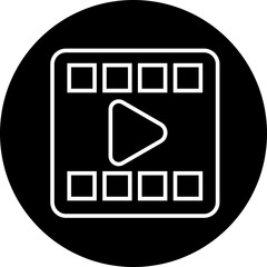 Poster - Play video button icon. Trendy circle vector in linear style. Radio symbol video player arrow. Music play illustration for app and website design. Start video sign isolated on transparent background.