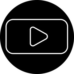 Poster - Play video button icon. Trendy circle vector in linear style. Radio symbol video player arrow. Music play illustration for app and website design. Start video sign isolated on transparent background.