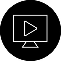 Poster - Play video button icon. Trendy circle vector in linear style. Radio symbol video player arrow. Music play illustration for app and website design. Start video sign isolated on transparent background.