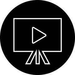 Poster - Play video button icon. Trendy circle vector in linear style. Radio symbol video player arrow. Music play illustration for app and website design. Start video sign isolated on transparent background.