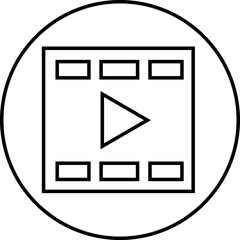 Poster - Play video button icon. Trendy circle vector in linear style. Radio symbol video player arrow. Music play illustration for app and website design. Start video sign isolated on transparent background.