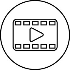 Poster - Play video button icon. Trendy circle vector in linear style. Radio symbol video player arrow. Music play illustration for app and website design. Start video sign isolated on transparent background.