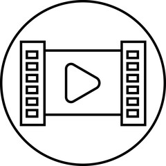Poster - Play video button icon. Trendy circle vector in linear style. Radio symbol video player arrow. Music play illustration for app and website design. Start video sign isolated on transparent background.