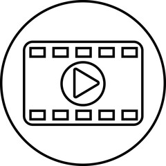 Poster - Play video button icon. Trendy circle vector in linear style. Radio symbol video player arrow. Music play illustration for app and website design. Start video sign isolated on transparent background.