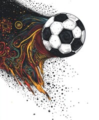 Poster - A dynamic illustration of a soccer ball amidst vibrant abstract colors.