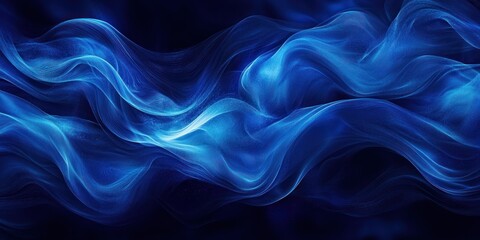 Wall Mural - Abstract Blue Wavy Lines with Glowing Effect on Dark Background