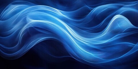 Wall Mural - Abstract Blue Wavy Lines on a Dark Background
