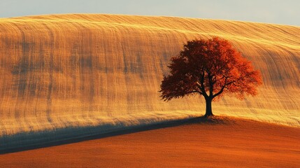 Canvas Print - Solitary Tree in a Golden Field