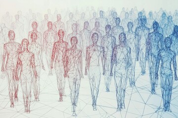 Simple people shapes connected by lines created with Generative AI