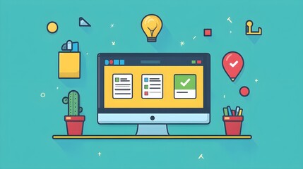 Wall Mural - flat design of an online booking system with intuitive date selection and service categorization