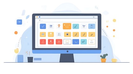 Wall Mural - flat design of an online booking system with intuitive date selection and service categorization