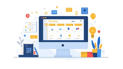 Wall Mural - flat design of an online booking system with intuitive date selection and service categorization