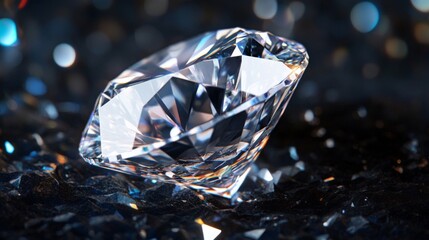 Poster - Detailed view of a diamond's internal structure, highlighting its brilliance and clarity