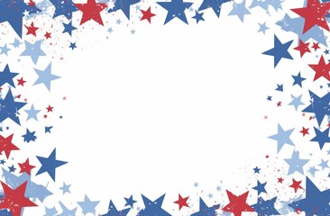 Wall Mural - white Background with Red, White, and Blue Stars Forming Bottom Border for American Patriotic Theme